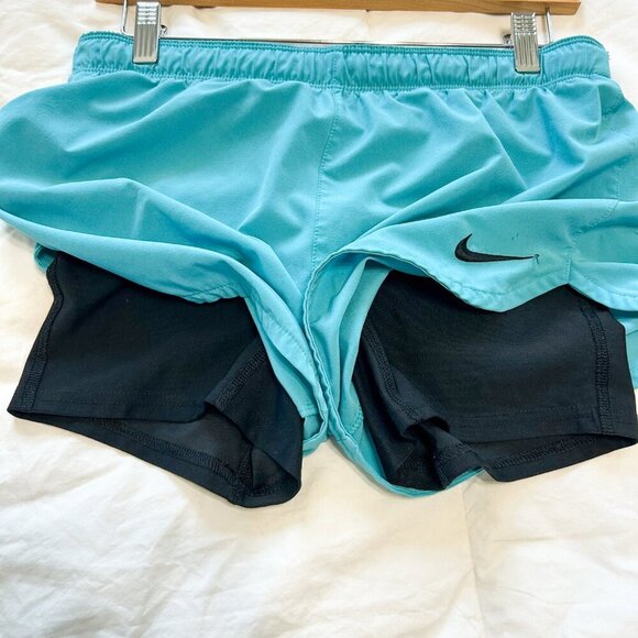 Nike Dri-FIT Tempo Running Shorts Women’s Small Aqua Blue Activewear - Picture 2 of 5